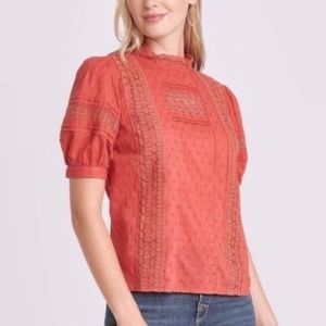 UNIVERSAL THREAD puff sleeve crocheted lace blouse NWT